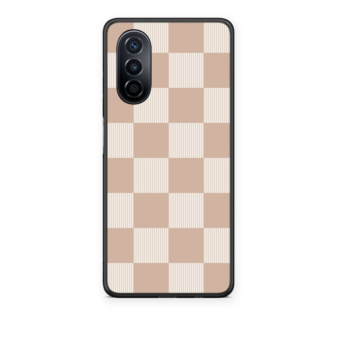 Θήκη Huawei Nova Y70 / Y70 Plus Latte and Cream Striped Checks από τη Smartfits με σχέδιο στο πίσω μέρος και μαύρο περίβλημα | Huawei Nova Y70 / Y70 Plus Latte and Cream Striped Checks case with colorful back and black bezels