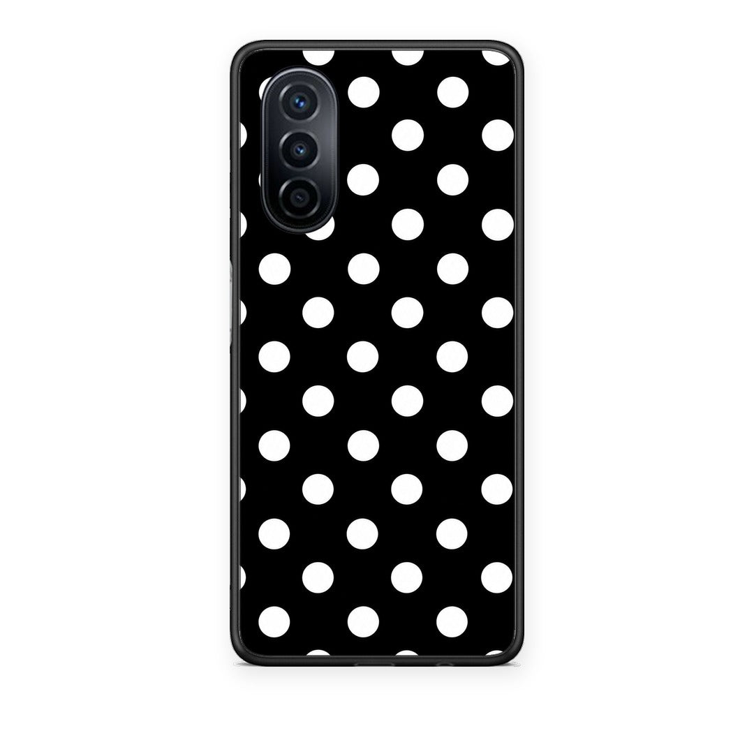 Θήκη Huawei Nova Y70 / Y70 Plus White Polka Dots on Black από τη Smartfits με σχέδιο στο πίσω μέρος και μαύρο περίβλημα | Huawei Nova Y70 / Y70 Plus White Polka Dots on Black case with colorful back and black bezels
