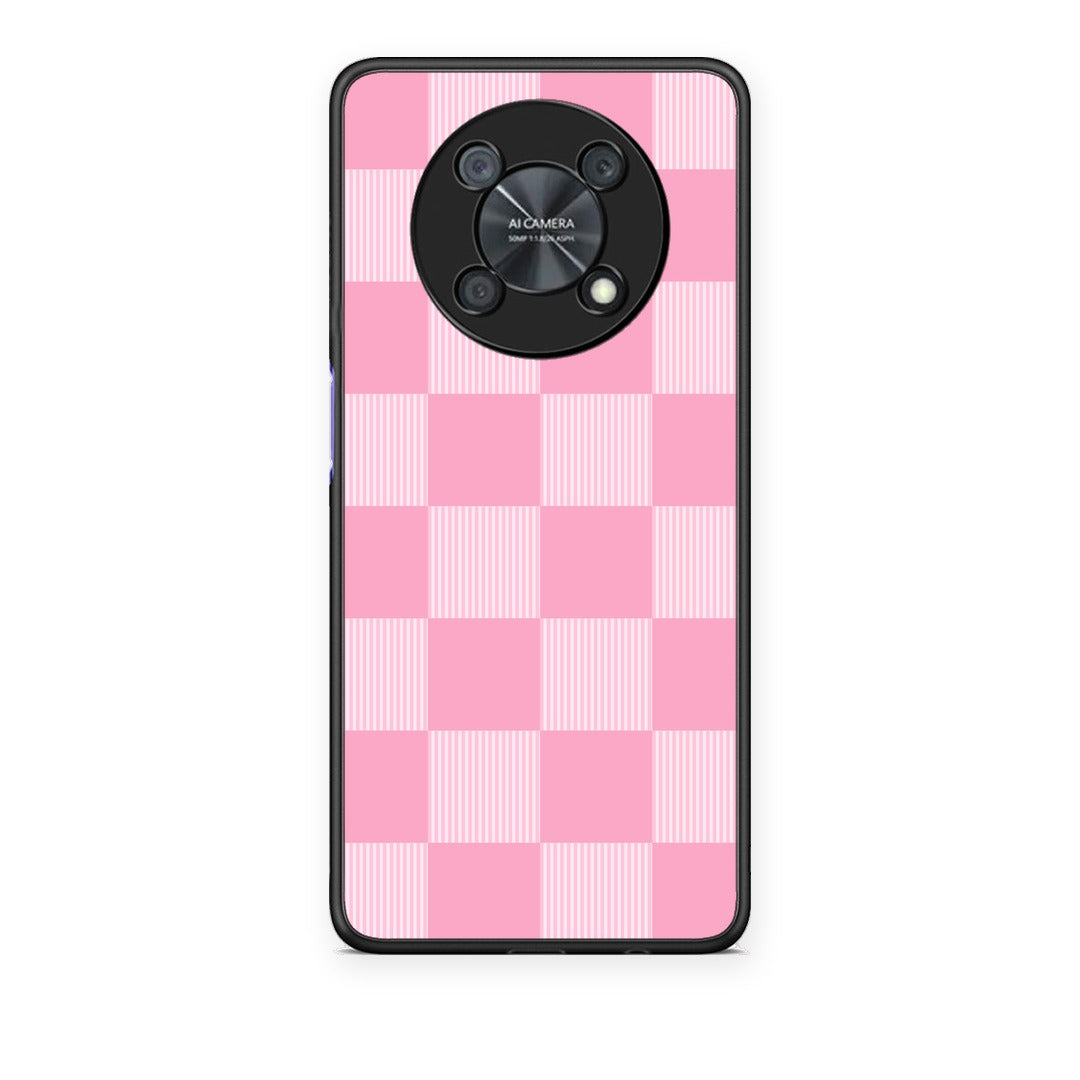 Θήκη Huawei Nova Y90 Pink and White Striped Checks από τη Smartfits με σχέδιο στο πίσω μέρος και μαύρο περίβλημα | Huawei Nova Y90 Pink and White Striped Checks case with colorful back and black bezels