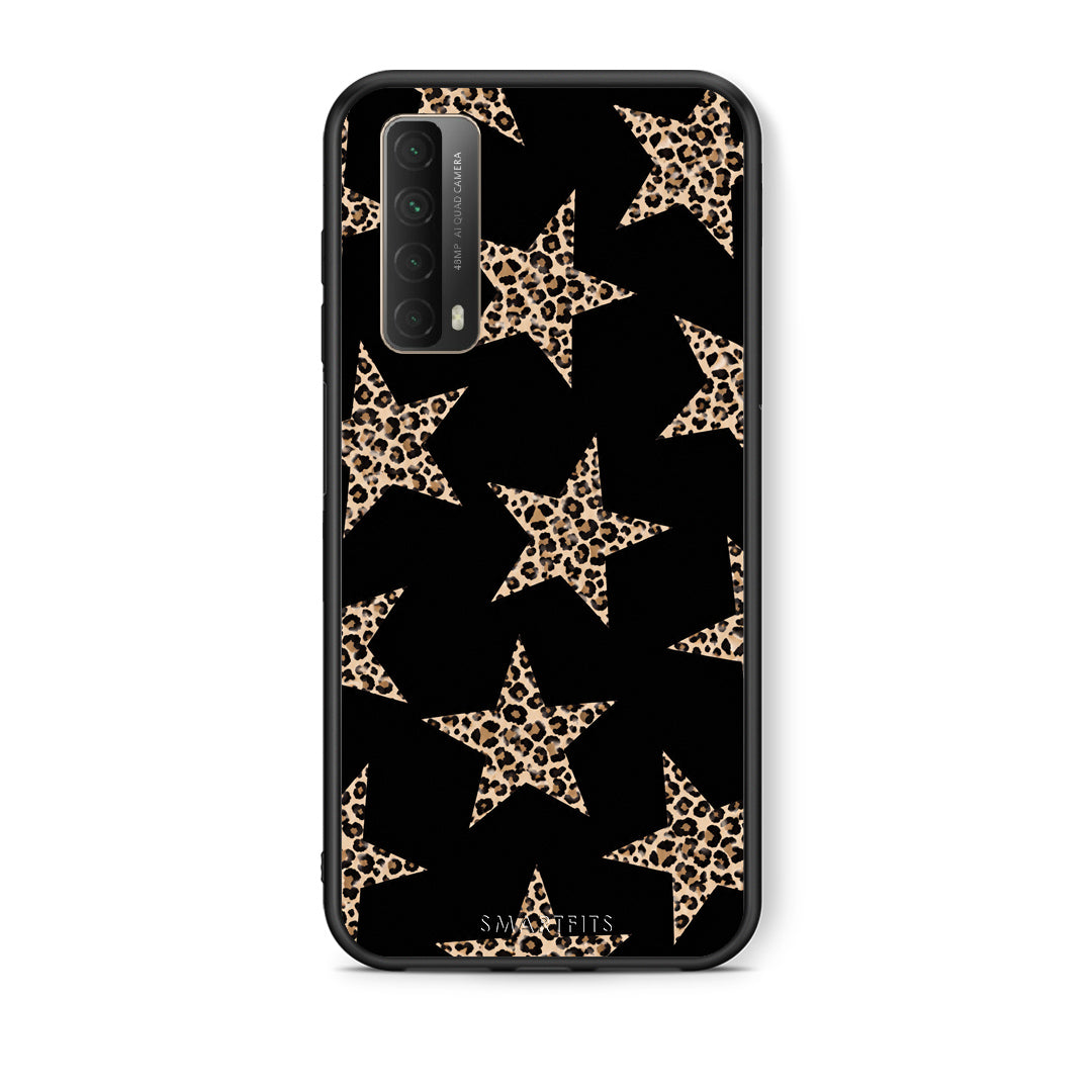 Θήκη Huawei P Smart 2021 Leopard Stars on Black από τη Smartfits με σχέδιο στο πίσω μέρος και μαύρο περίβλημα | Huawei P Smart 2021 Leopard Stars on Black case with colorful back and black bezels