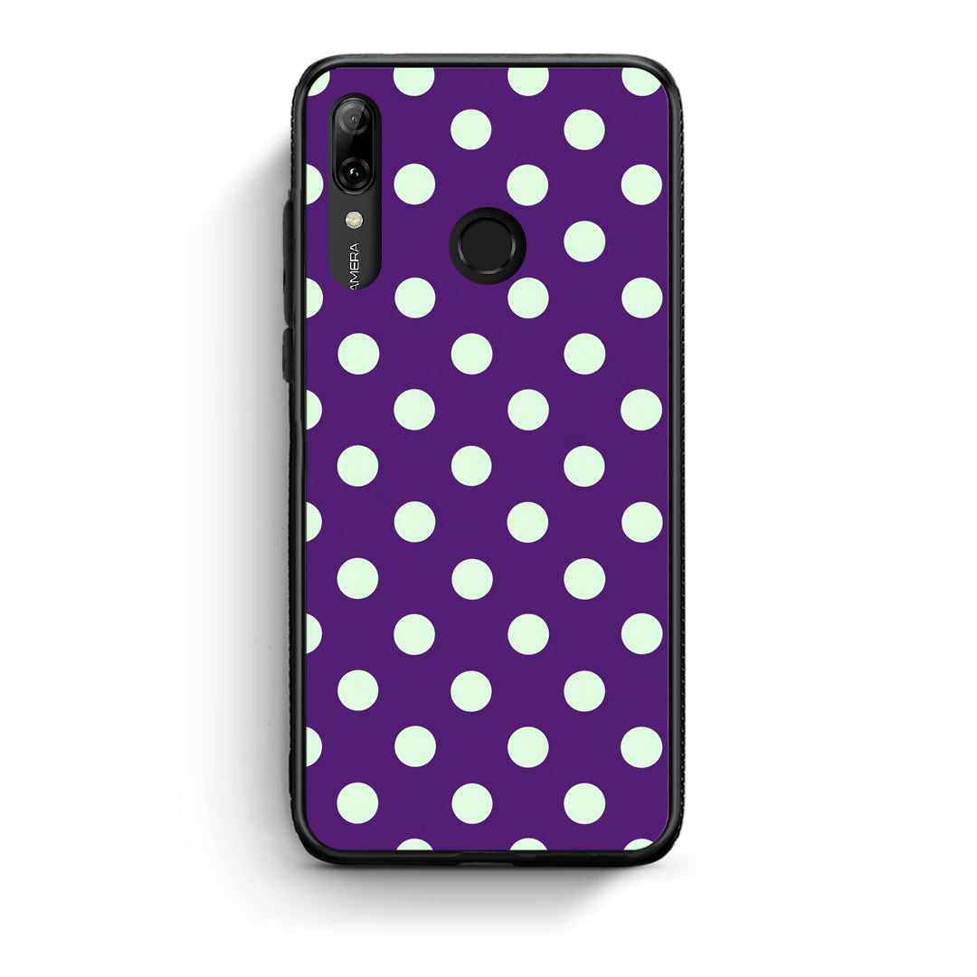 Θήκη Huawei P Smart 2019 Mint Polka Dots on Purple από τη Smartfits με σχέδιο στο πίσω μέρος και μαύρο περίβλημα | Huawei P Smart 2019 Mint Polka Dots on Purple case with colorful back and black bezels