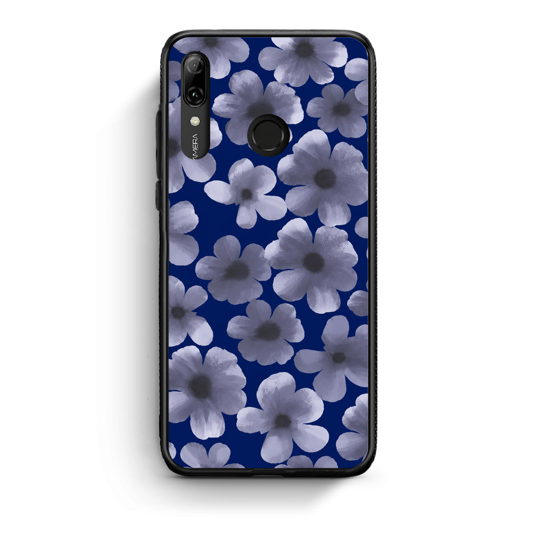 Θήκη Huawei P Smart 2019 Pale Blue Flowers on Navy από τη Smartfits με σχέδιο στο πίσω μέρος και μαύρο περίβλημα | Huawei P Smart 2019 Pale Blue Flowers on Navy case with colorful back and black bezels