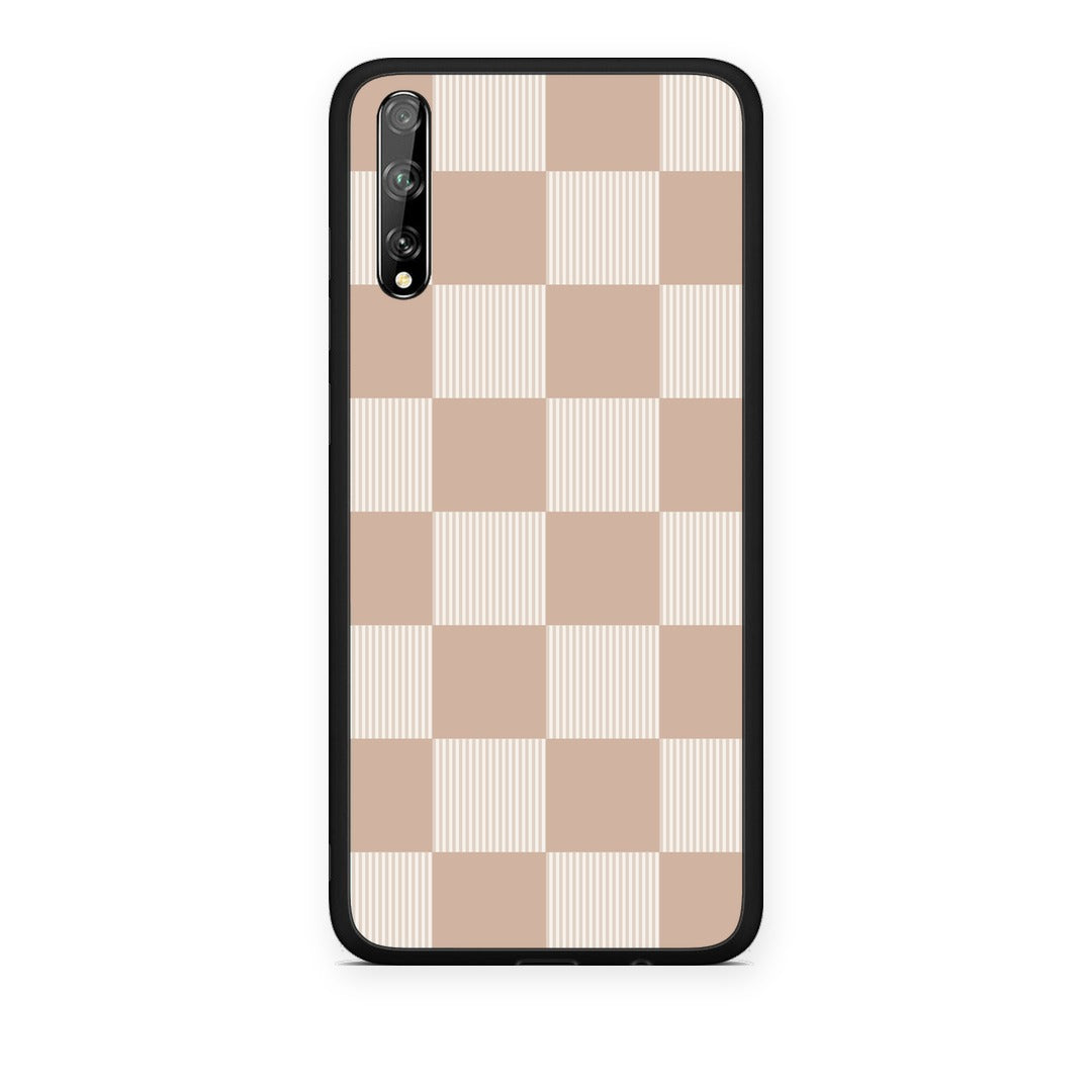 Θήκη Huawei P Smart S Latte and Cream Striped Checks από τη Smartfits με σχέδιο στο πίσω μέρος και μαύρο περίβλημα | Huawei P Smart S Latte and Cream Striped Checks case with colorful back and black bezels