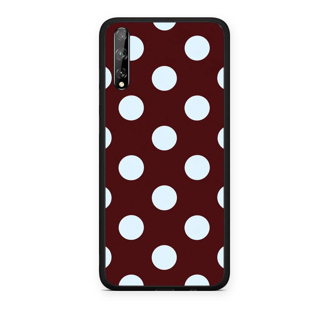 Θήκη Huawei P Smart S Pale Blue Large Polka Dots on Burgundy από τη Smartfits με σχέδιο στο πίσω μέρος και μαύρο περίβλημα | Huawei P Smart S Pale Blue Large Polka Dots on Burgundy case with colorful back and black bezels