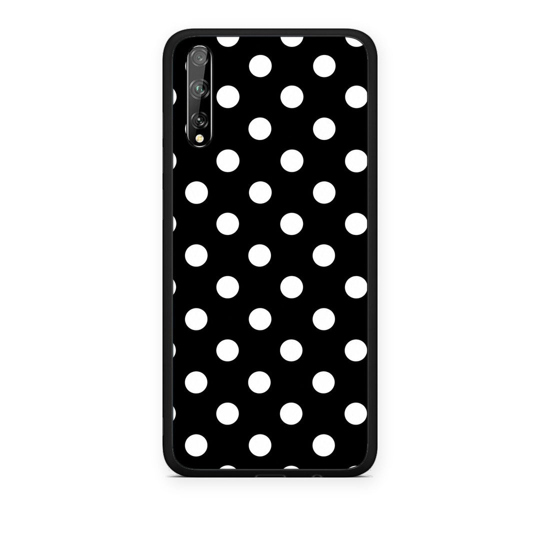 Θήκη Huawei P Smart S White Polka Dots on Black από τη Smartfits με σχέδιο στο πίσω μέρος και μαύρο περίβλημα | Huawei P Smart S White Polka Dots on Black case with colorful back and black bezels