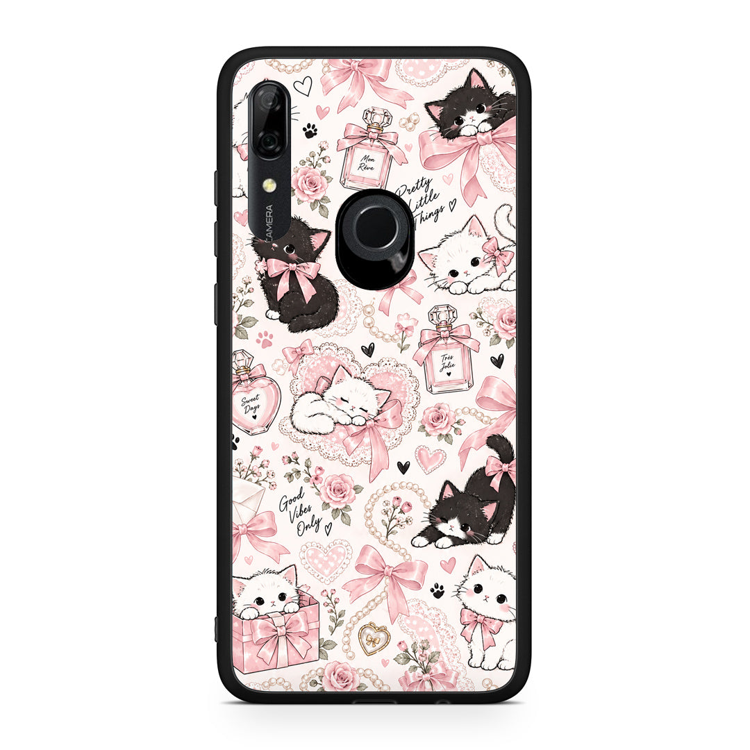 Θήκη Huawei P Smart Z Pink Bows and Kittens Collage από τη Smartfits με σχέδιο στο πίσω μέρος και μαύρο περίβλημα | Huawei P Smart Z Pink Bows and Kittens Collage case with colorful back and black bezels
