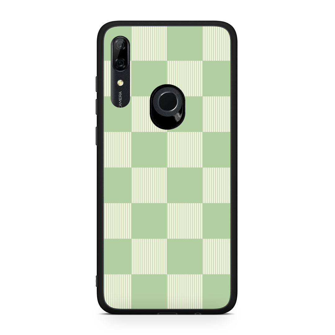 Θήκη Huawei P Smart Z Sage and Cream Striped Checks από τη Smartfits με σχέδιο στο πίσω μέρος και μαύρο περίβλημα | Huawei P Smart Z Sage and Cream Striped Checks case with colorful back and black bezels