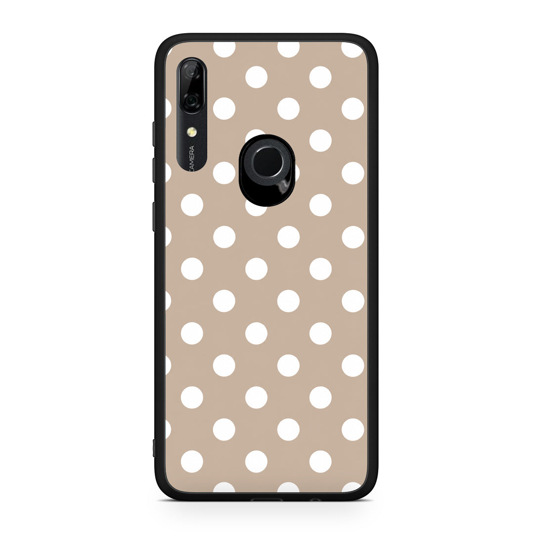 Θήκη Huawei P Smart Z White Polka Dots on Taupe από τη Smartfits με σχέδιο στο πίσω μέρος και μαύρο περίβλημα | Huawei P Smart Z White Polka Dots on Taupe case with colorful back and black bezels