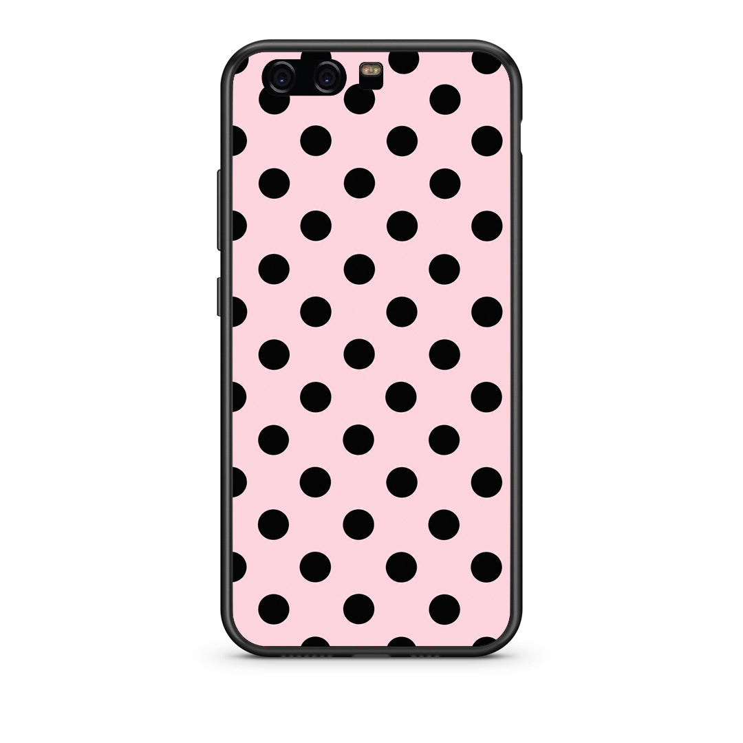 Θήκη Huawei P10 Black Polka Dots on Pink από τη Smartfits με σχέδιο στο πίσω μέρος και μαύρο περίβλημα | Huawei P10 Black Polka Dots on Pink case with colorful back and black bezels