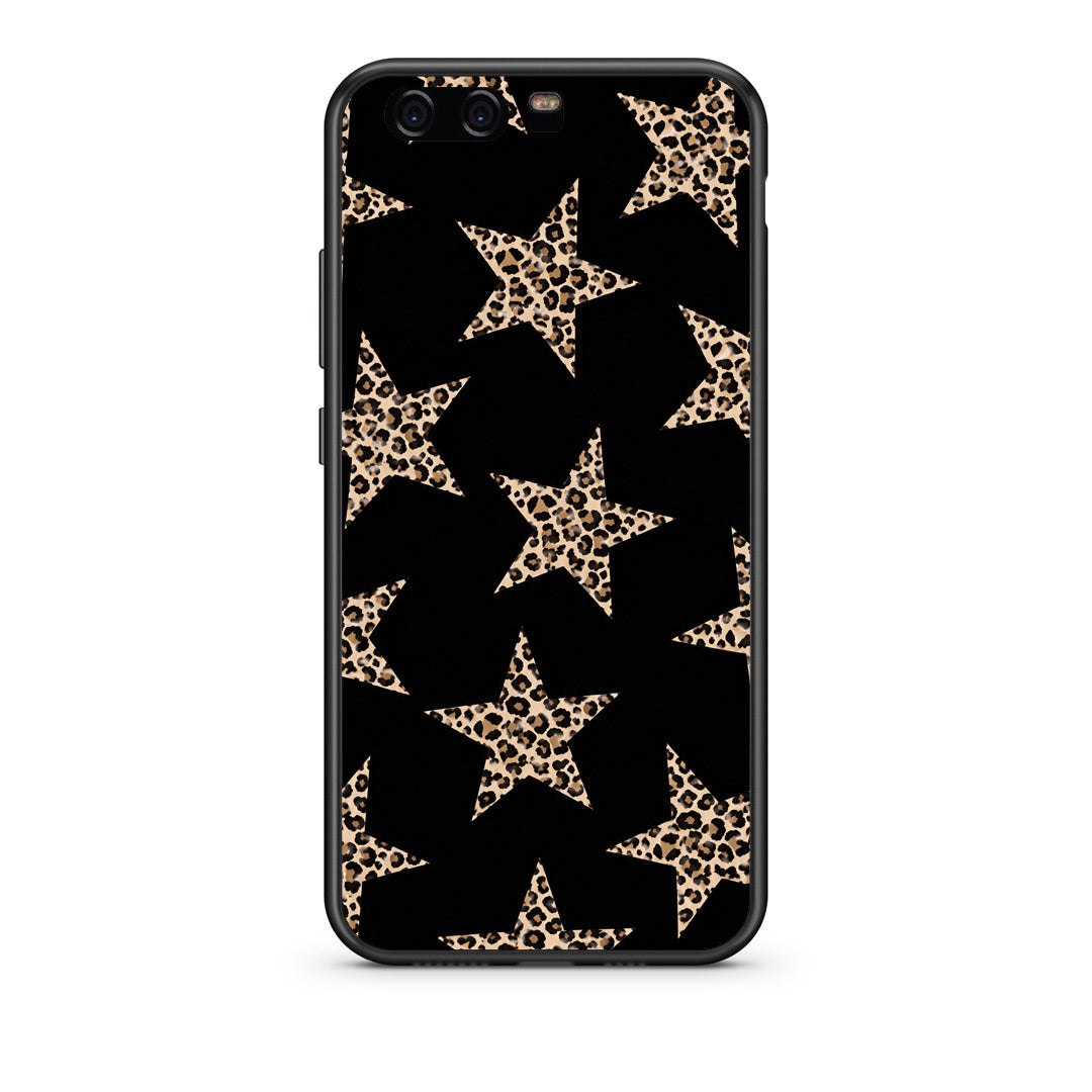 Θήκη Huawei P10 Leopard Stars on Black από τη Smartfits με σχέδιο στο πίσω μέρος και μαύρο περίβλημα | Huawei P10 Leopard Stars on Black case with colorful back and black bezels