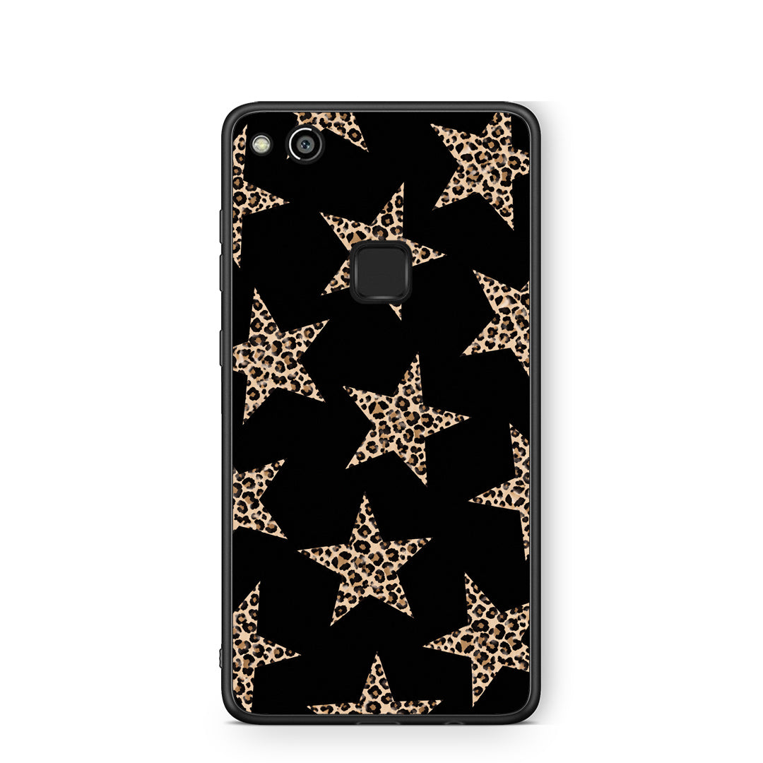 Θήκη Huawei P10 Lite Leopard Stars on Black από τη Smartfits με σχέδιο στο πίσω μέρος και μαύρο περίβλημα | Huawei P10 Lite Leopard Stars on Black case with colorful back and black bezels