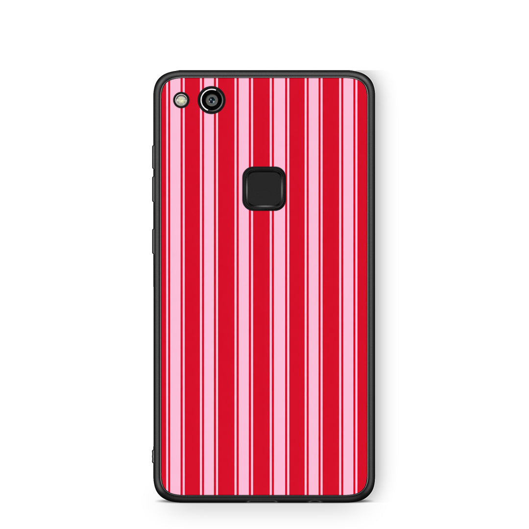 Θήκη Huawei P10 Lite Red and Pink Vertical Pinstripes από τη Smartfits με σχέδιο στο πίσω μέρος και μαύρο περίβλημα | Huawei P10 Lite Red and Pink Vertical Pinstripes case with colorful back and black bezels