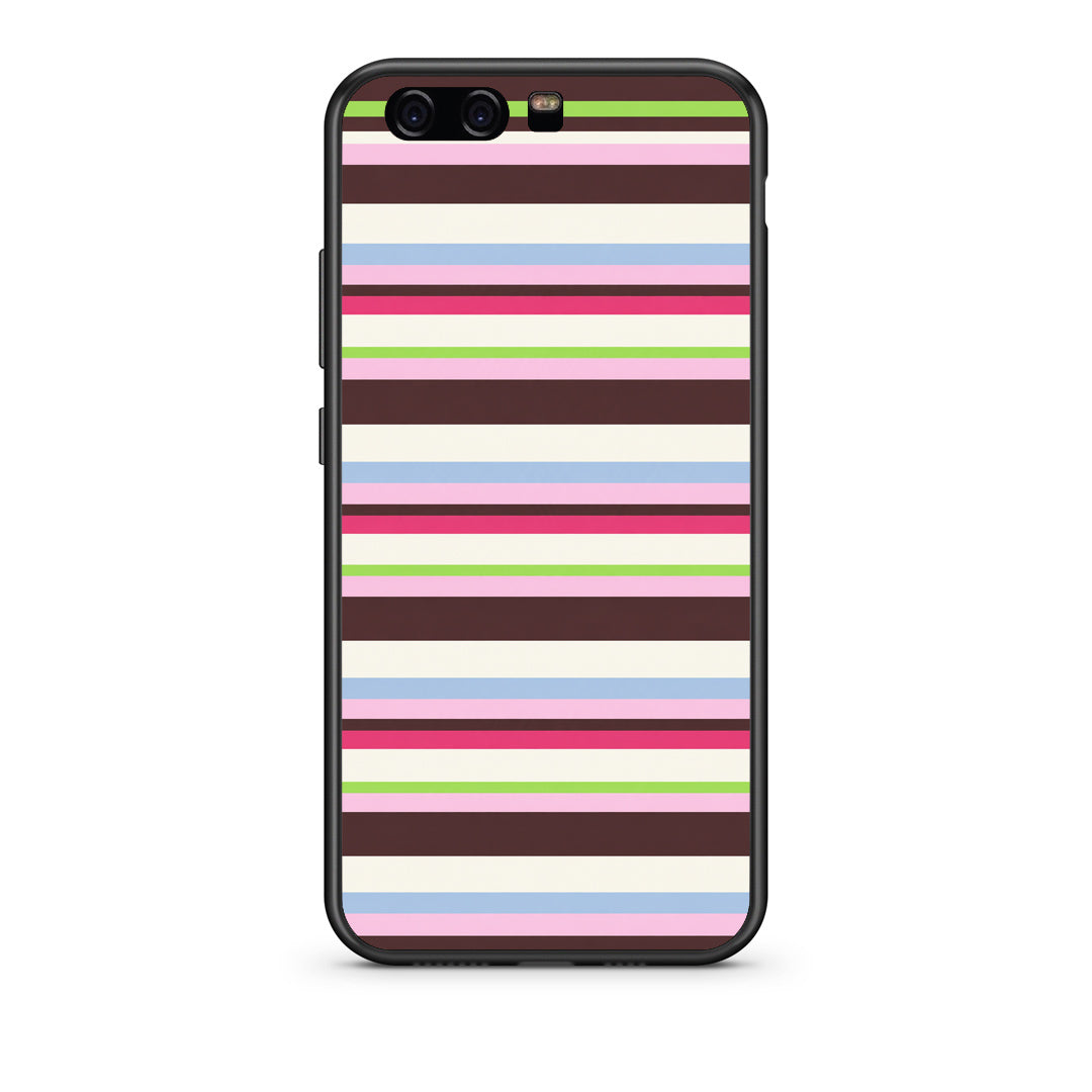 Θήκη Huawei P10 Multicolour Horizontal Stripes από τη Smartfits με σχέδιο στο πίσω μέρος και μαύρο περίβλημα | Huawei P10 Multicolour Horizontal Stripes case with colorful back and black bezels