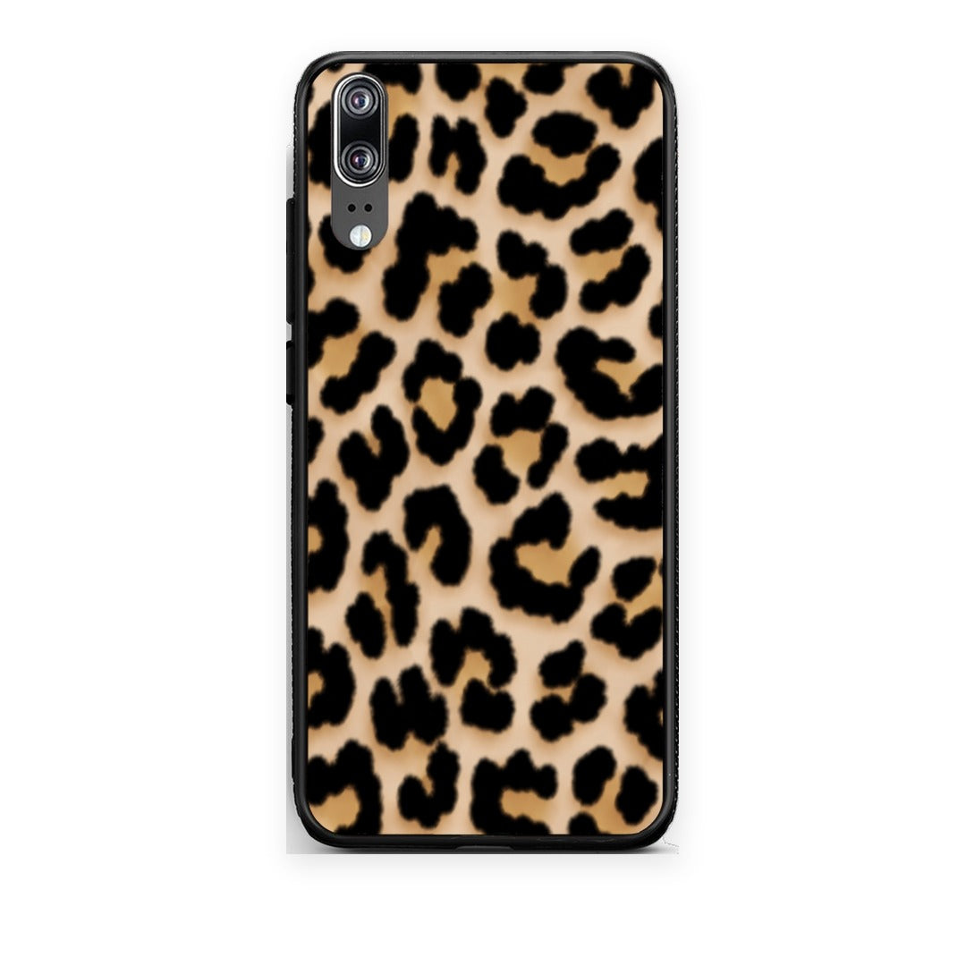 Θήκη Huawei P20 Leopard Print Tan Small από τη Smartfits με σχέδιο στο πίσω μέρος και μαύρο περίβλημα | Huawei P20 Leopard Print Tan Small case with colorful back and black bezels