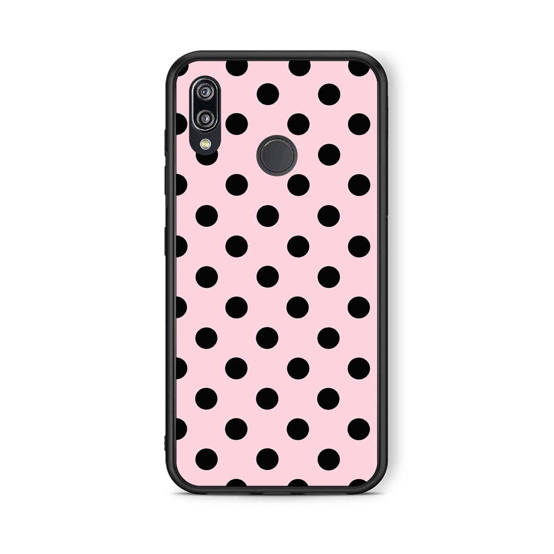 Θήκη Huawei P20 Lite Black Polka Dots on Pink από τη Smartfits με σχέδιο στο πίσω μέρος και μαύρο περίβλημα | Huawei P20 Lite Black Polka Dots on Pink case with colorful back and black bezels
