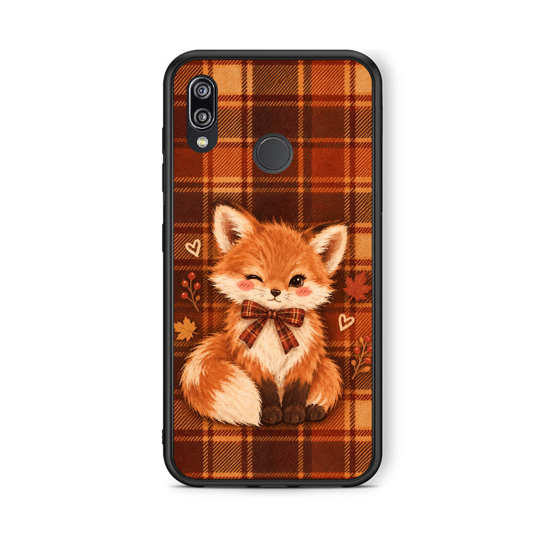 Θήκη Huawei P20 Lite Fox on Autumn Tartan από τη Smartfits με σχέδιο στο πίσω μέρος και μαύρο περίβλημα | Huawei P20 Lite Fox on Autumn Tartan case with colorful back and black bezels