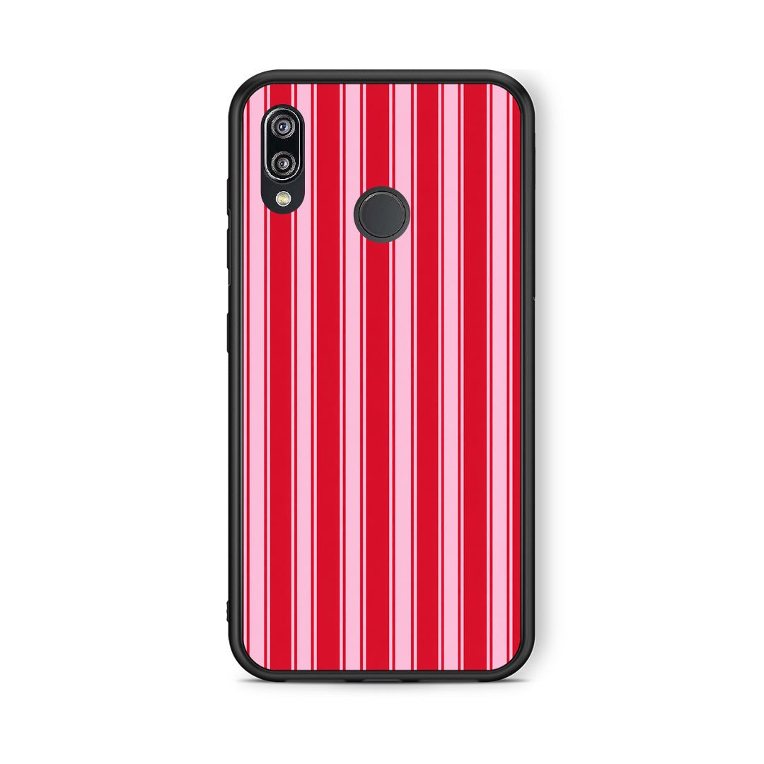 Θήκη Huawei P20 Lite Red and Pink Vertical Pinstripes από τη Smartfits με σχέδιο στο πίσω μέρος και μαύρο περίβλημα | Huawei P20 Lite Red and Pink Vertical Pinstripes case with colorful back and black bezels