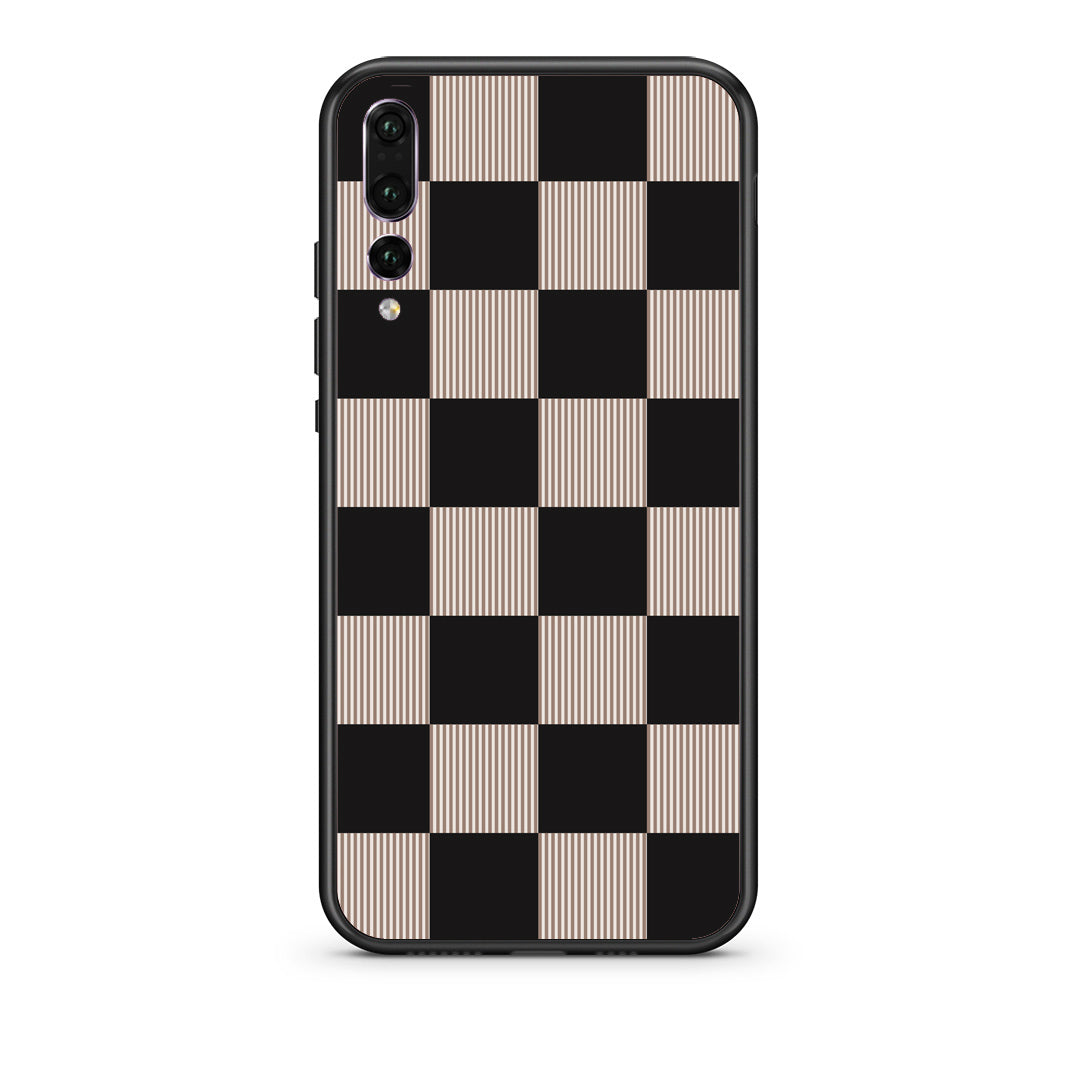 Θήκη Huawei P20 Pro Black and Taupe Striped Checks από τη Smartfits με σχέδιο στο πίσω μέρος και μαύρο περίβλημα | Huawei P20 Pro Black and Taupe Striped Checks case with colorful back and black bezels