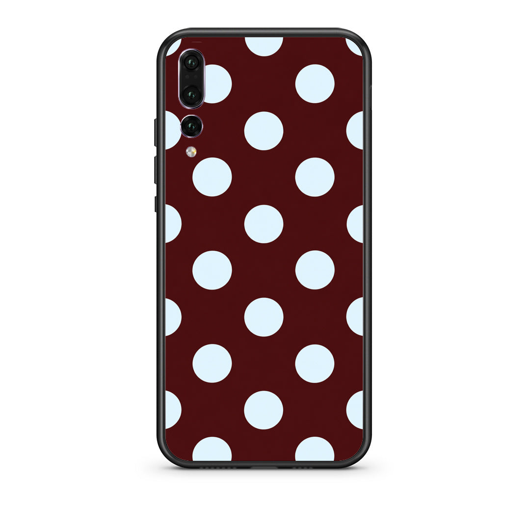 Θήκη Huawei P20 Pro Pale Blue Large Polka Dots on Burgundy από τη Smartfits με σχέδιο στο πίσω μέρος και μαύρο περίβλημα | Huawei P20 Pro Pale Blue Large Polka Dots on Burgundy case with colorful back and black bezels