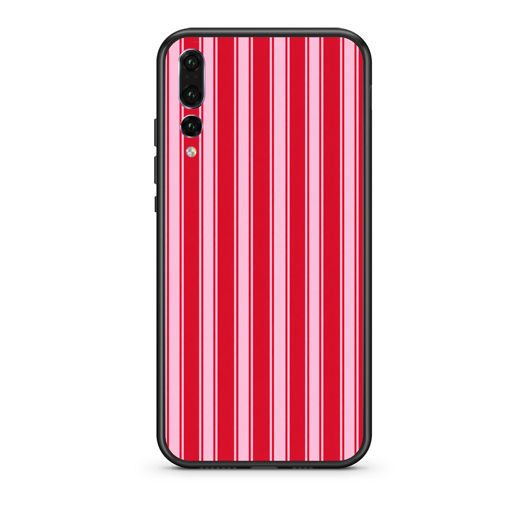Θήκη Huawei P20 Pro Red and Pink Vertical Pinstripes από τη Smartfits με σχέδιο στο πίσω μέρος και μαύρο περίβλημα | Huawei P20 Pro Red and Pink Vertical Pinstripes case with colorful back and black bezels