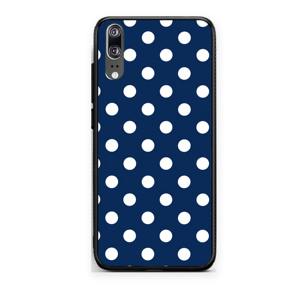 Θήκη Huawei P20 White Large Polka Dots on Navy από τη Smartfits με σχέδιο στο πίσω μέρος και μαύρο περίβλημα | Huawei P20 White Large Polka Dots on Navy case with colorful back and black bezels