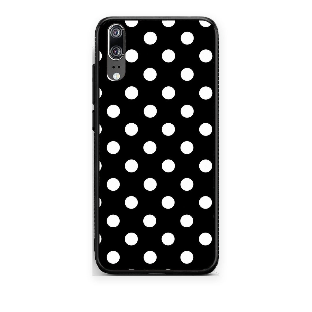 Θήκη Huawei P20 White Polka Dots on Black από τη Smartfits με σχέδιο στο πίσω μέρος και μαύρο περίβλημα | Huawei P20 White Polka Dots on Black case with colorful back and black bezels