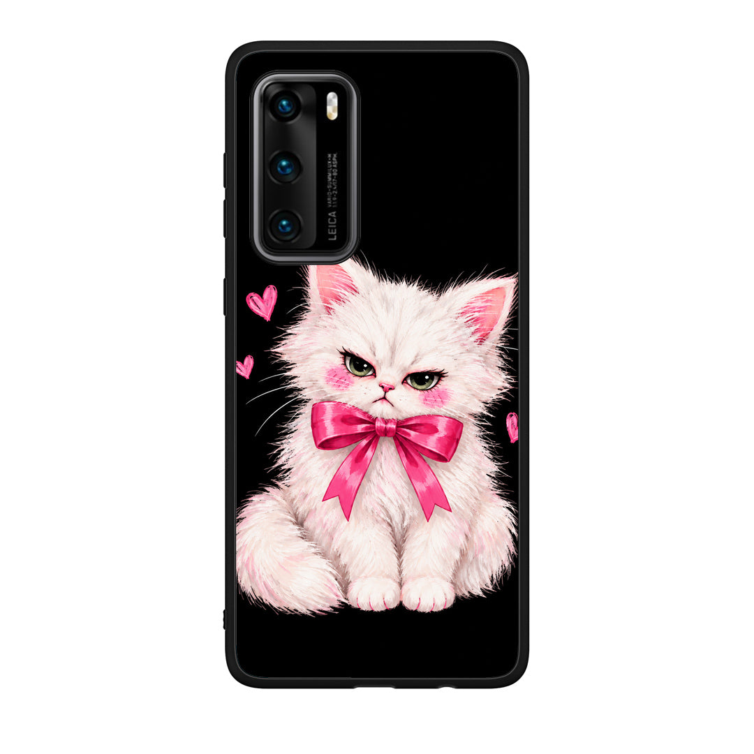 Θήκη Huawei P40 Grumpy Party Kitten on Black από τη Smartfits με σχέδιο στο πίσω μέρος και μαύρο περίβλημα | Huawei P40 Grumpy Party Kitten on Black case with colorful back and black bezels