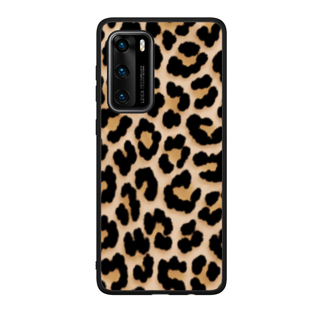 Θήκη Huawei P40 Leopard Print Tan Small από τη Smartfits με σχέδιο στο πίσω μέρος και μαύρο περίβλημα | Huawei P40 Leopard Print Tan Small case with colorful back and black bezels