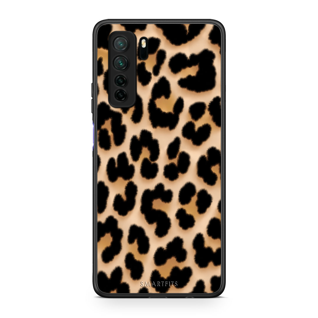 Θήκη Huawei P40 Lite 5G Leopard Print Tan Large από τη Smartfits με σχέδιο στο πίσω μέρος και μαύρο περίβλημα | Huawei P40 Lite 5G Leopard Print Tan Large case with colorful back and black bezels