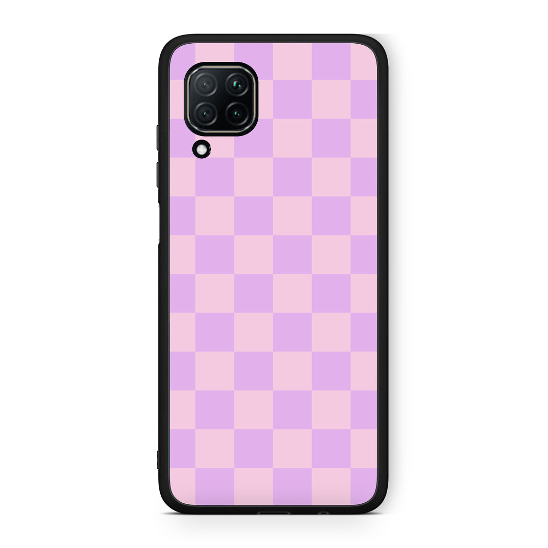 Θήκη Huawei P40 Lite Lavender and Pink Checkerboard από τη Smartfits με σχέδιο στο πίσω μέρος και μαύρο περίβλημα | Huawei P40 Lite Lavender and Pink Checkerboard case with colorful back and black bezels