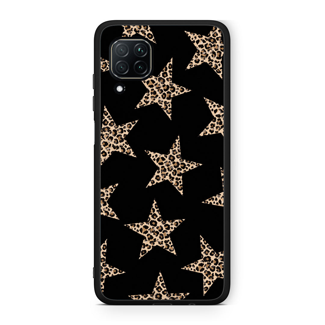 Θήκη Huawei P40 Lite Leopard Stars on Black από τη Smartfits με σχέδιο στο πίσω μέρος και μαύρο περίβλημα | Huawei P40 Lite Leopard Stars on Black case with colorful back and black bezels