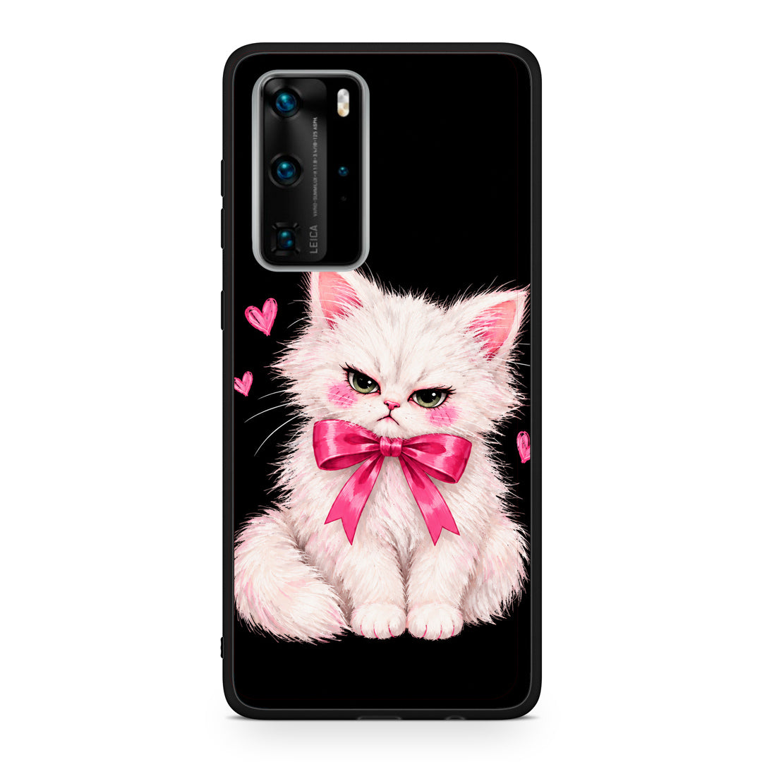 Θήκη Huawei P40 Pro Grumpy Party Kitten on Black από τη Smartfits με σχέδιο στο πίσω μέρος και μαύρο περίβλημα | Huawei P40 Pro Grumpy Party Kitten on Black case with colorful back and black bezels