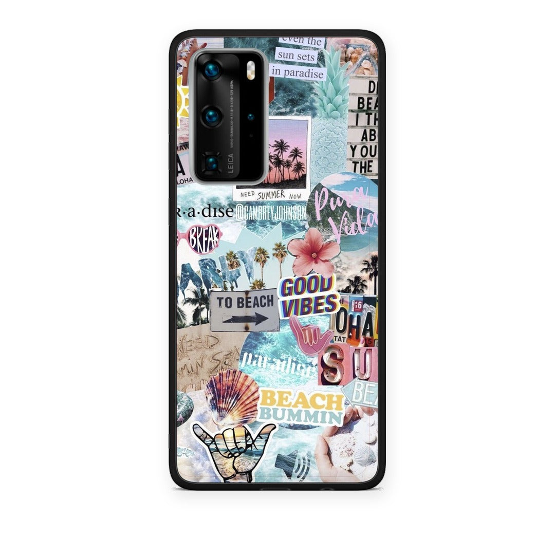 Θήκη Huawei P40 Pro Summer Vibes από τη Smartfits με σχέδιο στο πίσω μέρος και μαύρο περίβλημα | Huawei P40 Pro Summer Vibes case with colorful back and black bezels