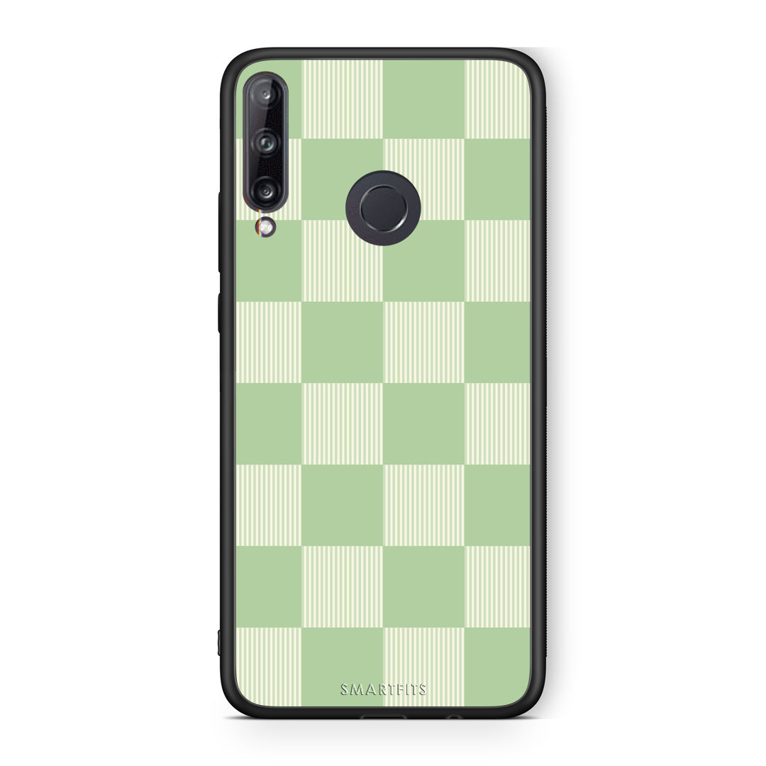 Θήκη Huawei P40 Lite E Sage and Cream Striped Checks από τη Smartfits με σχέδιο στο πίσω μέρος και μαύρο περίβλημα | Huawei P40 Lite E Sage and Cream Striped Checks case with colorful back and black bezels