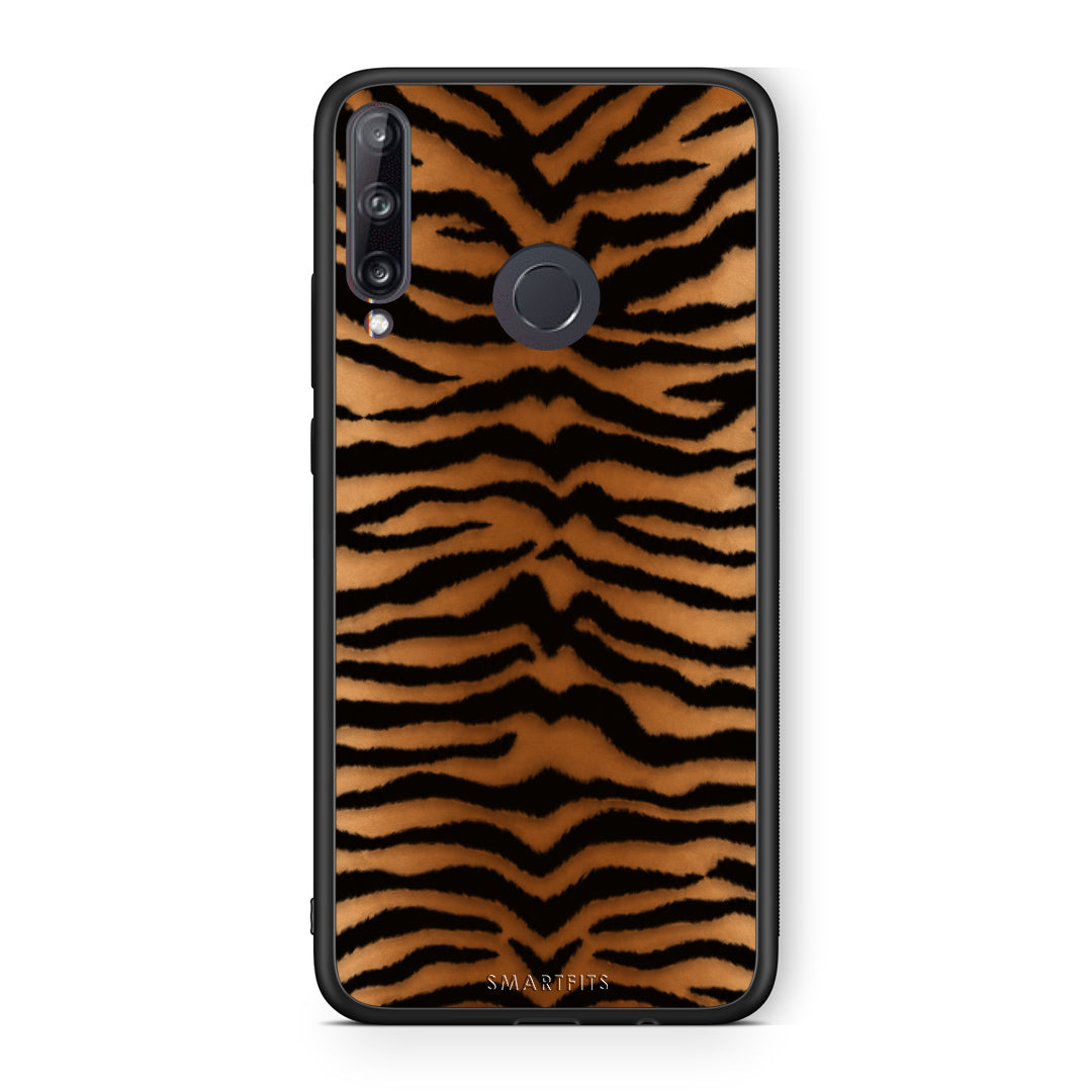Θήκη Huawei P40 Lite E Tiger Print Orange and Black από τη Smartfits με σχέδιο στο πίσω μέρος και μαύρο περίβλημα | Huawei P40 Lite E Tiger Print Orange and Black case with colorful back and black bezels