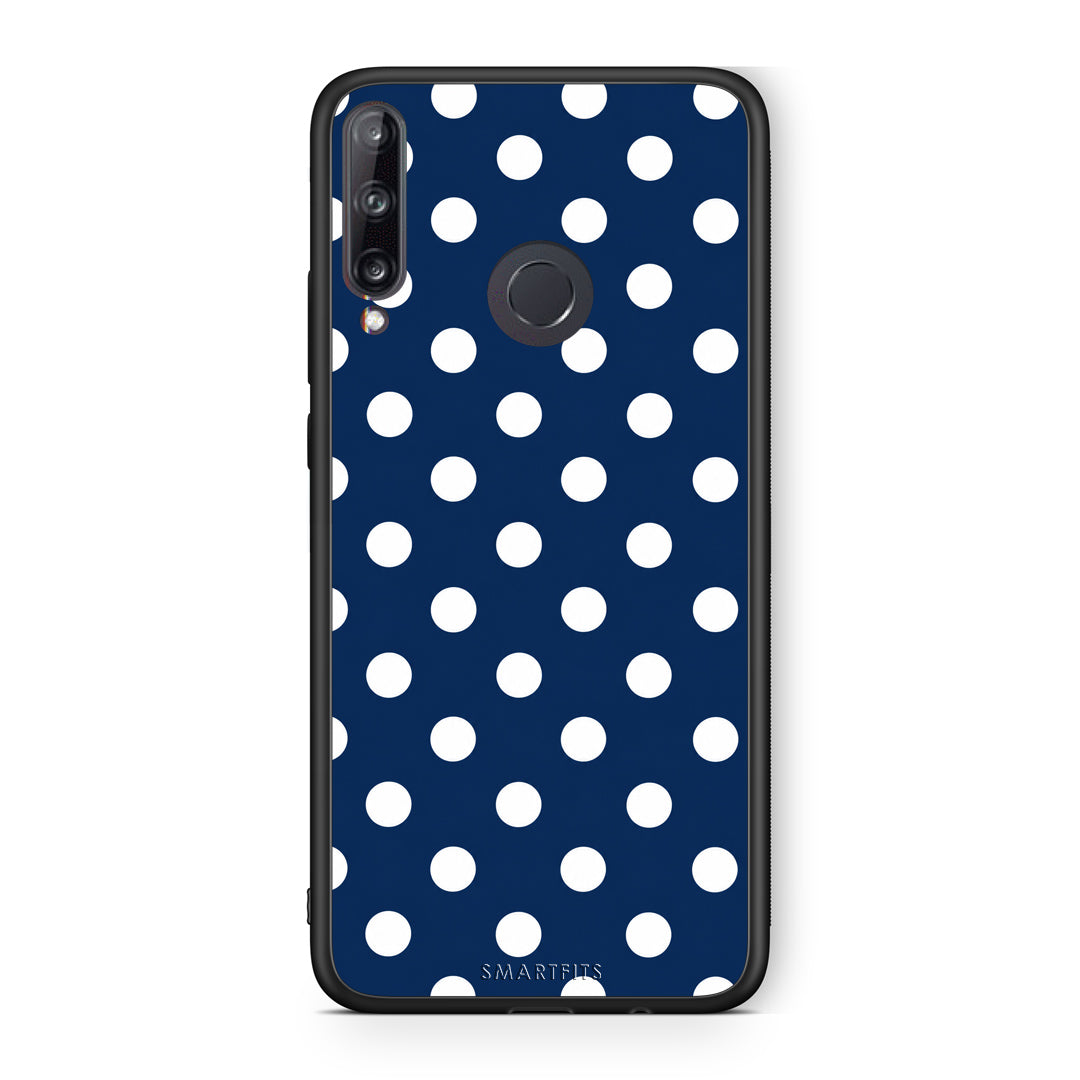 Θήκη Huawei P40 Lite E White Large Polka Dots on Navy από τη Smartfits με σχέδιο στο πίσω μέρος και μαύρο περίβλημα | Huawei P40 Lite E White Large Polka Dots on Navy case with colorful back and black bezels