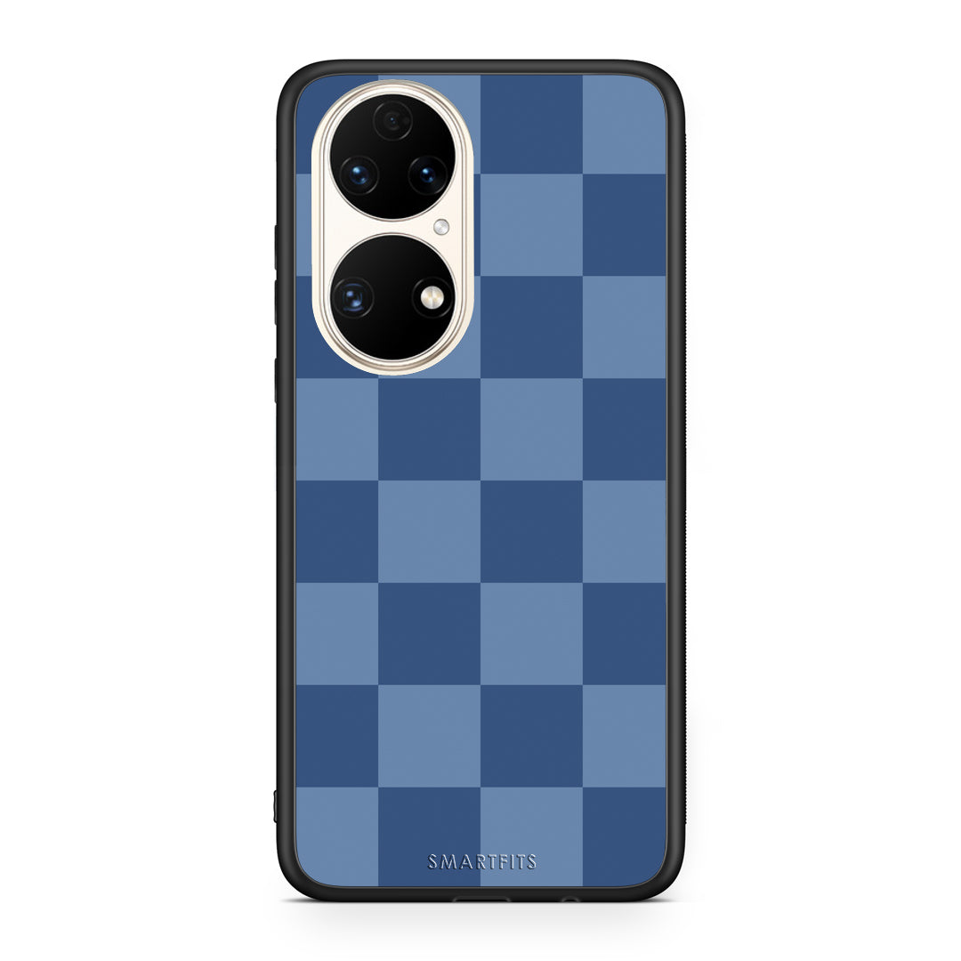 Θήκη Huawei P50 Denim Blue Checkerboard από τη Smartfits με σχέδιο στο πίσω μέρος και μαύρο περίβλημα | Huawei P50 Denim Blue Checkerboard case with colorful back and black bezels
