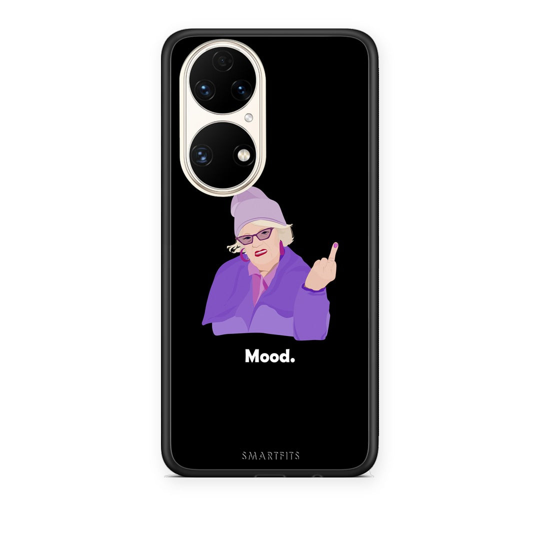 Θήκη Huawei P50 Grandma Mood Black από τη Smartfits με σχέδιο στο πίσω μέρος και μαύρο περίβλημα | Huawei P50 Grandma Mood Black case with colorful back and black bezels