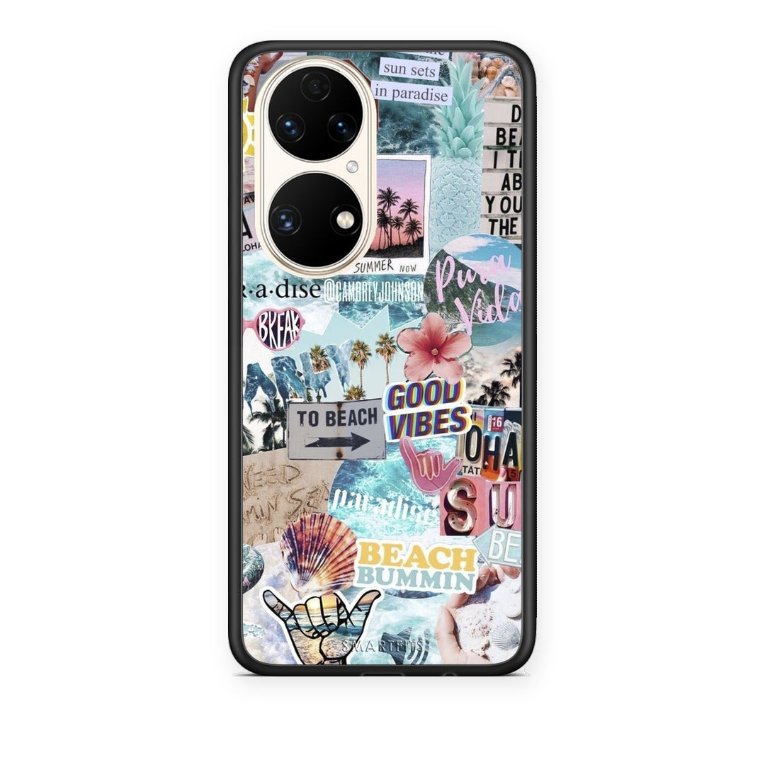 Θήκη Huawei P50 Summer Vibes από τη Smartfits με σχέδιο στο πίσω μέρος και μαύρο περίβλημα | Huawei P50 Summer Vibes case with colorful back and black bezels