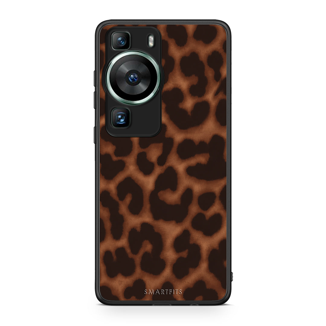 Θήκη Huawei P60 Leopard Print Dark Brown από τη Smartfits με σχέδιο στο πίσω μέρος και μαύρο περίβλημα | Huawei P60 Leopard Print Dark Brown case with colorful back and black bezels