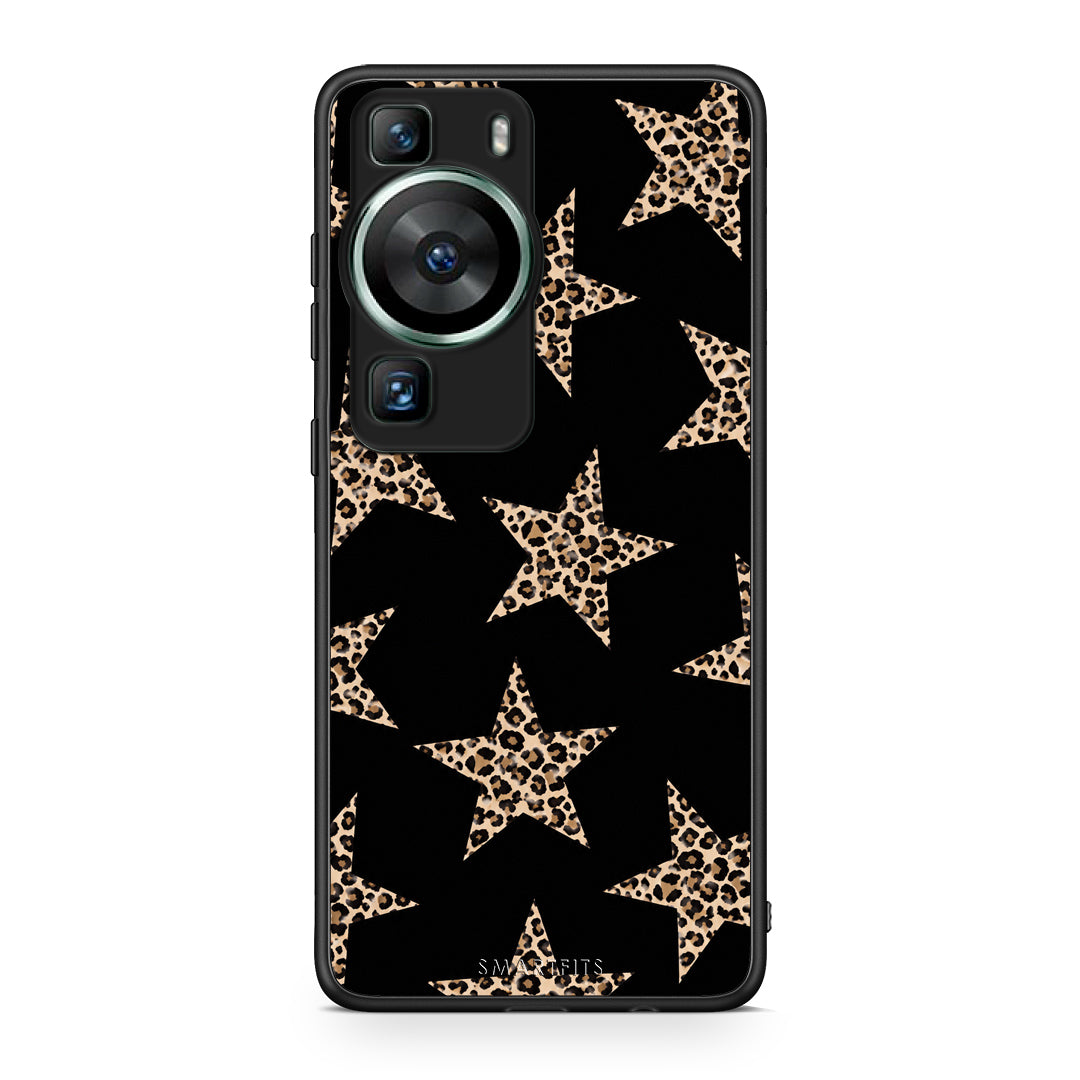 Θήκη Huawei P60 Leopard Stars on Black από τη Smartfits με σχέδιο στο πίσω μέρος και μαύρο περίβλημα | Huawei P60 Leopard Stars on Black case with colorful back and black bezels