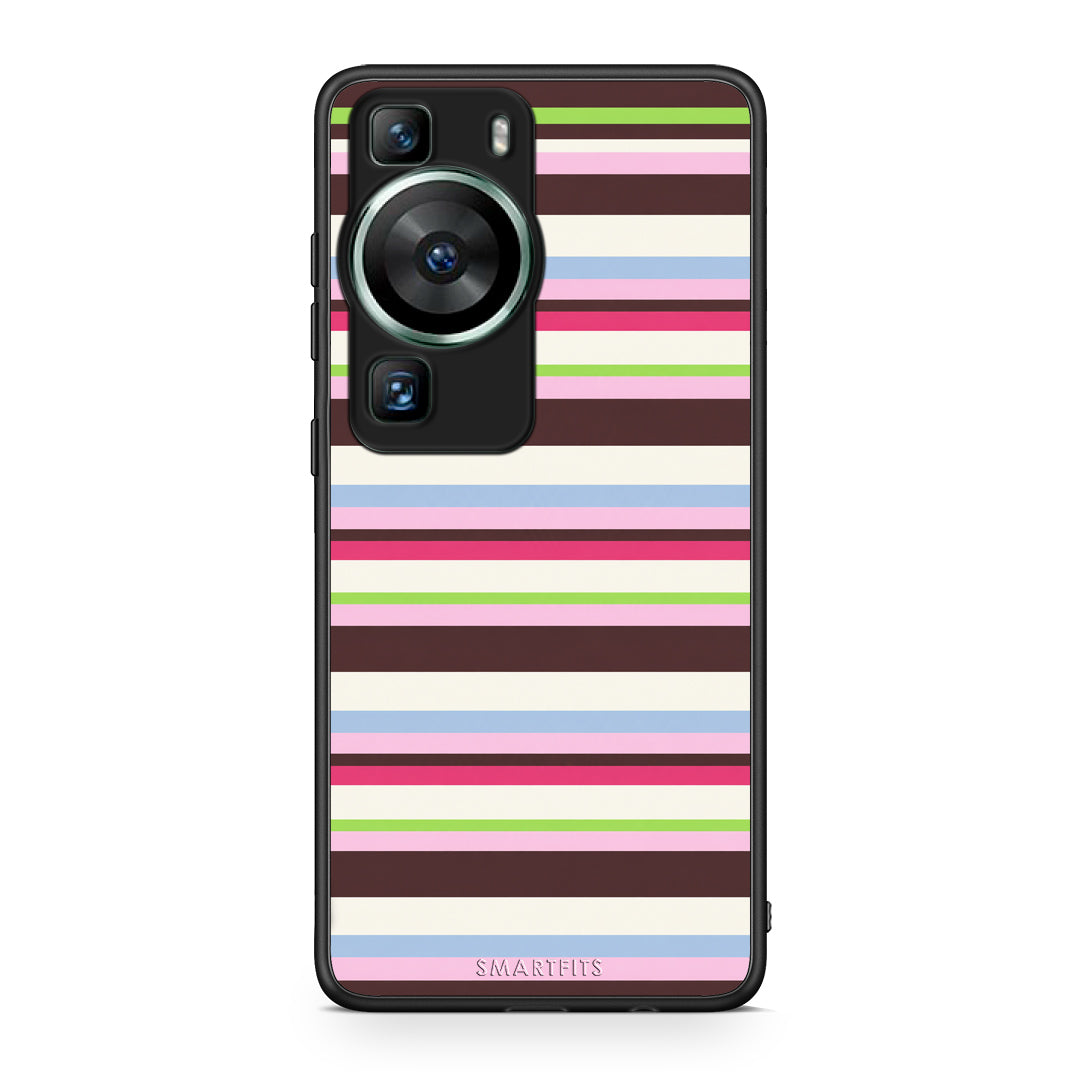 Θήκη Huawei P60 Multicolour Horizontal Stripes από τη Smartfits με σχέδιο στο πίσω μέρος και μαύρο περίβλημα | Huawei P60 Multicolour Horizontal Stripes case with colorful back and black bezels