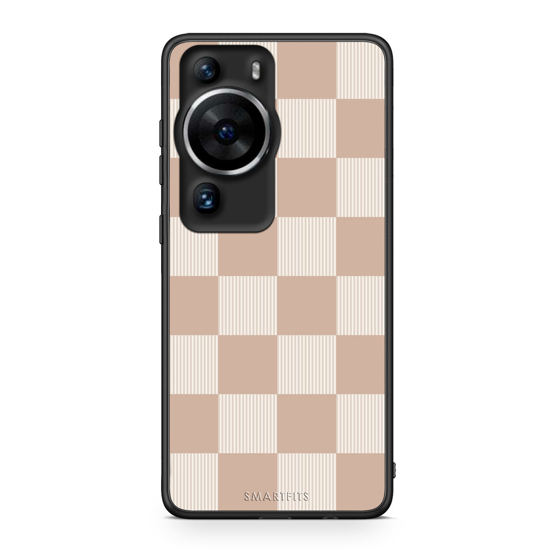 Θήκη Huawei P60 Pro Latte and Cream Striped Checks από τη Smartfits με σχέδιο στο πίσω μέρος και μαύρο περίβλημα | Huawei P60 Pro Latte and Cream Striped Checks case with colorful back and black bezels