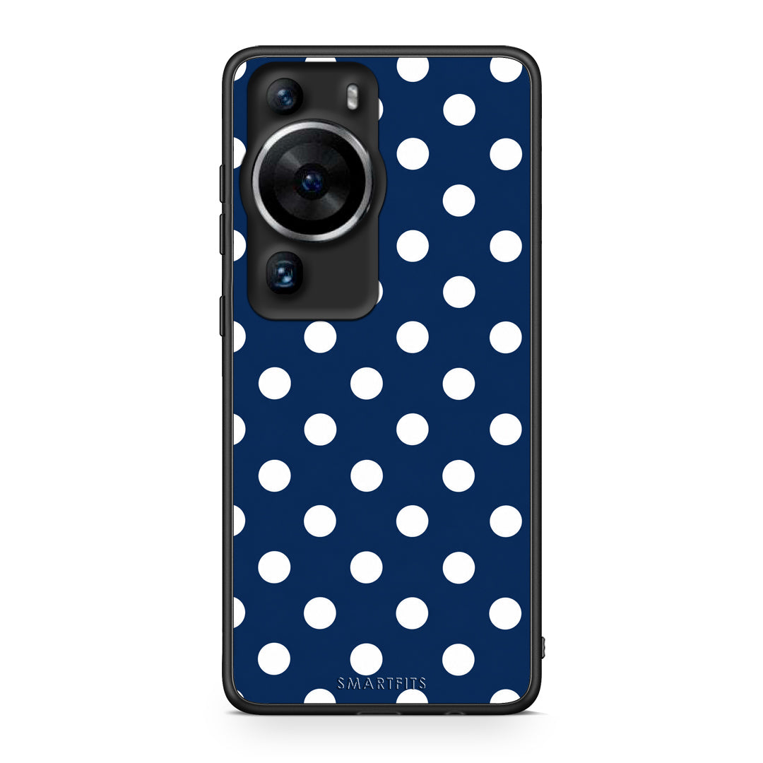 Θήκη Huawei P60 Pro White Large Polka Dots on Navy από τη Smartfits με σχέδιο στο πίσω μέρος και μαύρο περίβλημα | Huawei P60 Pro White Large Polka Dots on Navy case with colorful back and black bezels