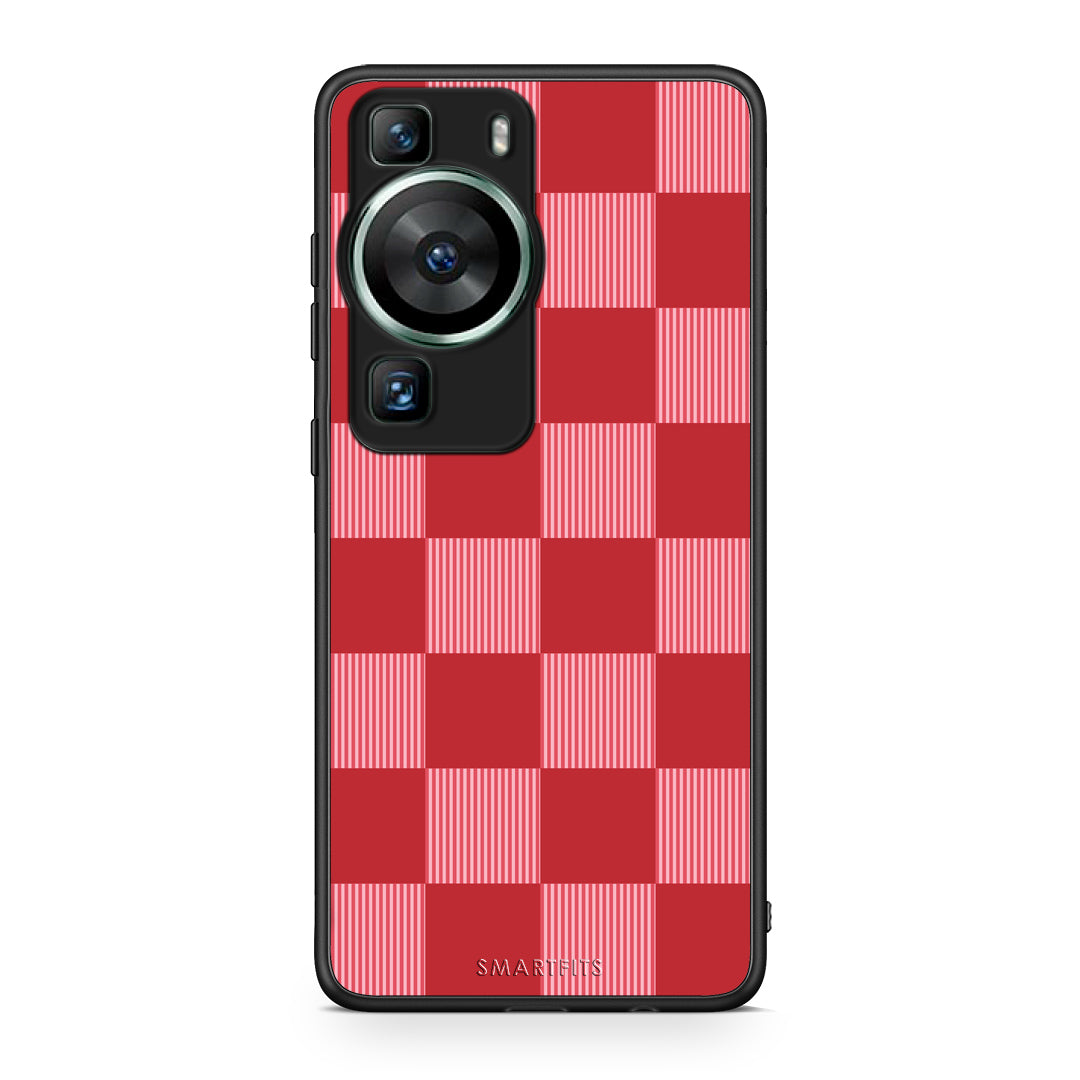 Θήκη Huawei P60 Red and Pink Striped Checks από τη Smartfits με σχέδιο στο πίσω μέρος και μαύρο περίβλημα | Huawei P60 Red and Pink Striped Checks case with colorful back and black bezels