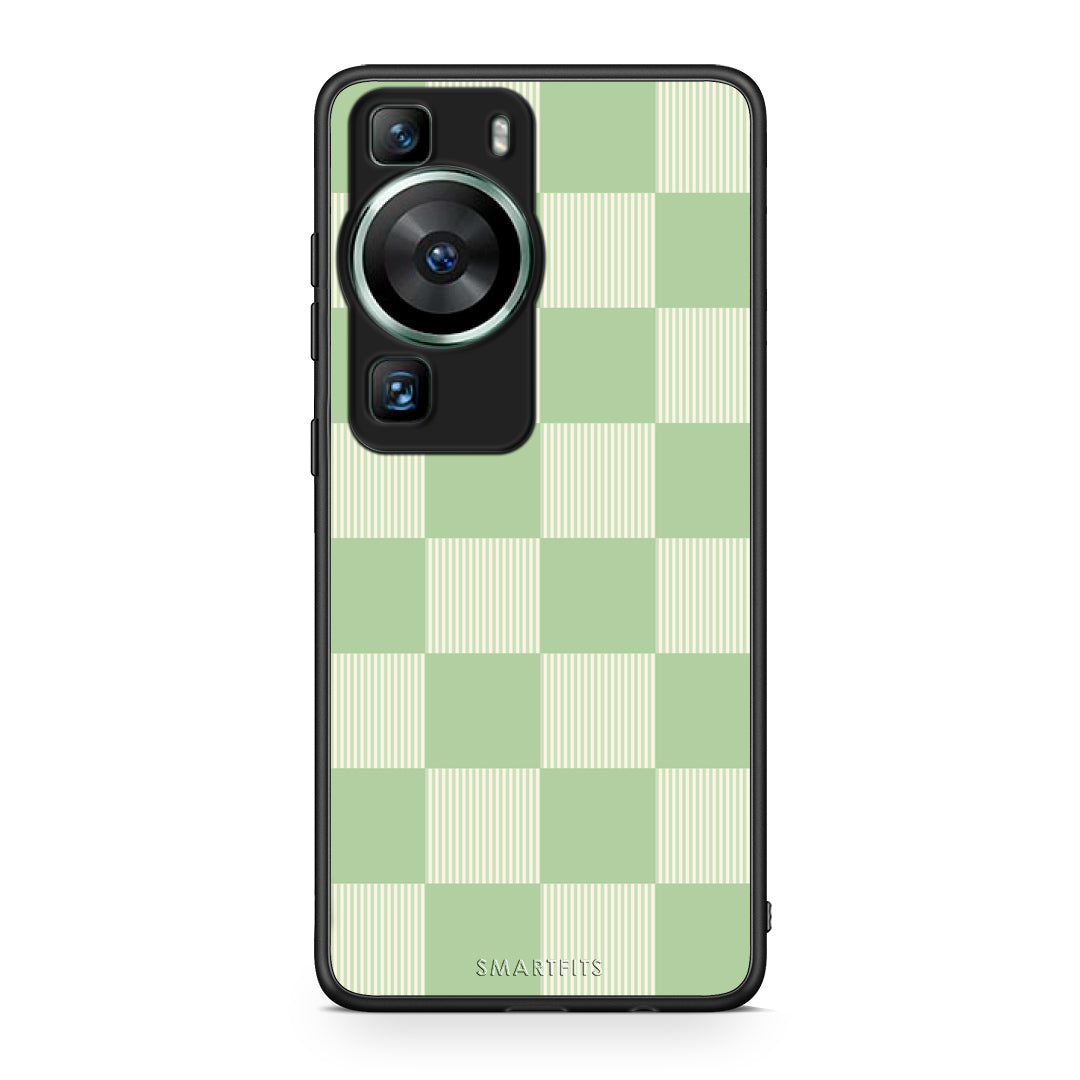 Θήκη Huawei P60 Sage and Cream Striped Checks από τη Smartfits με σχέδιο στο πίσω μέρος και μαύρο περίβλημα | Huawei P60 Sage and Cream Striped Checks case with colorful back and black bezels