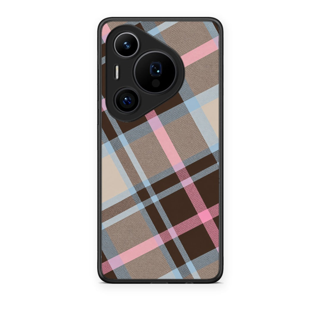 Θήκη Huawei Pura 70 Pro / 70 Pro+ Brown Pink and Blue Diagonal Plaid από τη Smartfits με σχέδιο στο πίσω μέρος και μαύρο περίβλημα | Huawei Pura 70 Pro / 70 Pro+ Brown Pink and Blue Diagonal Plaid case with colorful back and black bezels