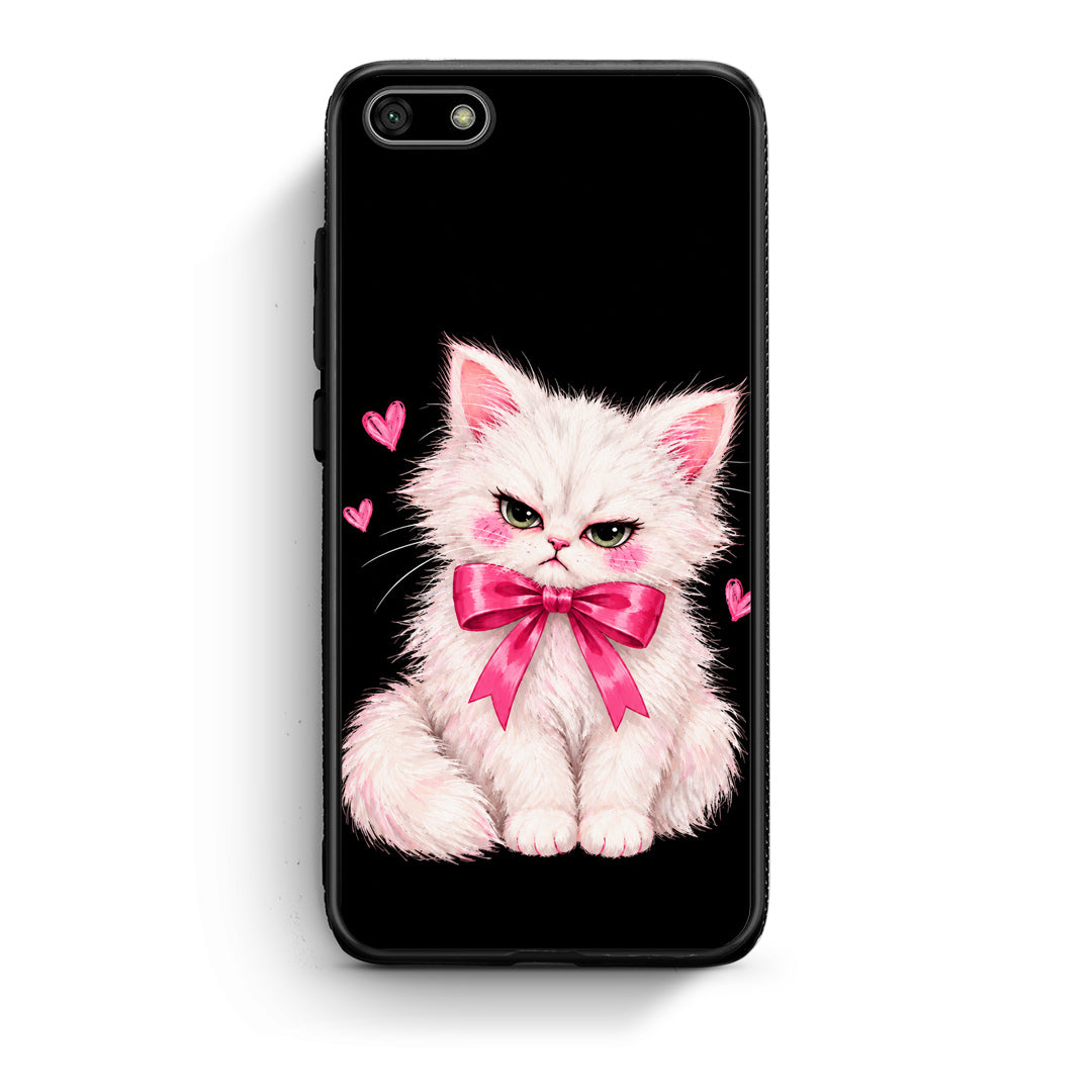Θήκη Huawei Y5 2018 / Honor 7S Grumpy Party Kitten on Black από τη Smartfits με σχέδιο στο πίσω μέρος και μαύρο περίβλημα | Huawei Y5 2018 / Honor 7S Grumpy Party Kitten on Black case with colorful back and black bezels