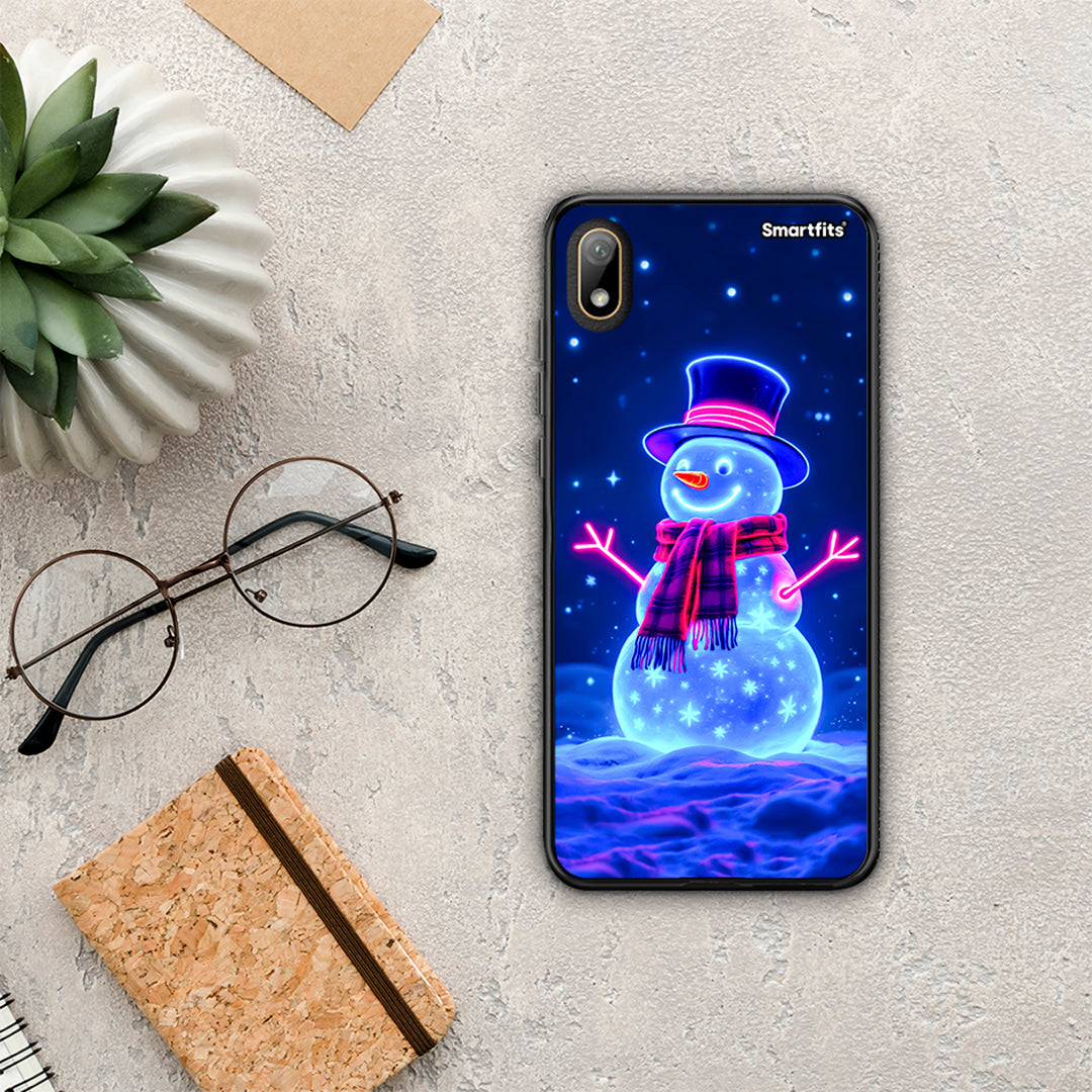 Christmas Neon Snowman - Huawei Y5 2019 θήκη