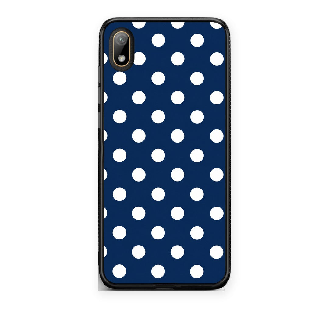 Θήκη Huawei Y5 2019 White Large Polka Dots on Navy από τη Smartfits με σχέδιο στο πίσω μέρος και μαύρο περίβλημα | Huawei Y5 2019 White Large Polka Dots on Navy case with colorful back and black bezels